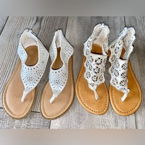 🌴 Smart Fit & Piper White Girls Rhinestone Sandals Shoes Size 10 Vacation Beach